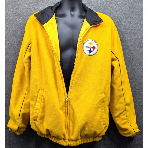 NFL Jacket - Yellow/Black, Pittsburg Steelers, Reversible, Fleece, Football - Picture 4 of 7